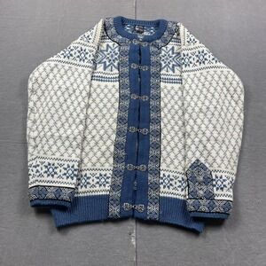 Dale Of Norway Sweater Womens Small Blue Wool Ski Fair Isle Cardigan Knit Button